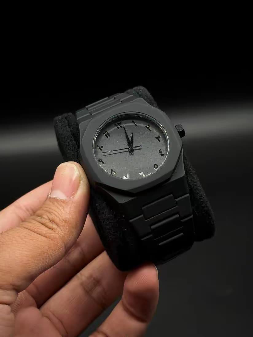 🖤 Premium Arabic Men’s Black Watch Stainless Steel - Minimalist & Bold Design ⌚